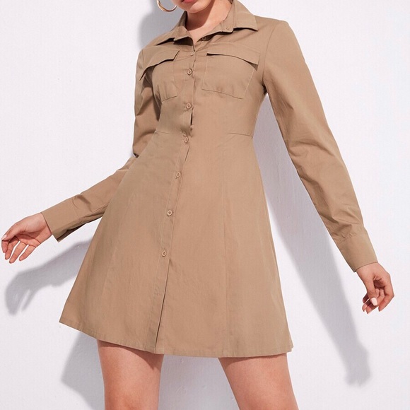 Khaki button up dress - Picture 1 of 2